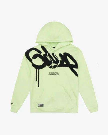 GEEDUP HAND STYLE HOODIE PASTEL GREEN BLACK